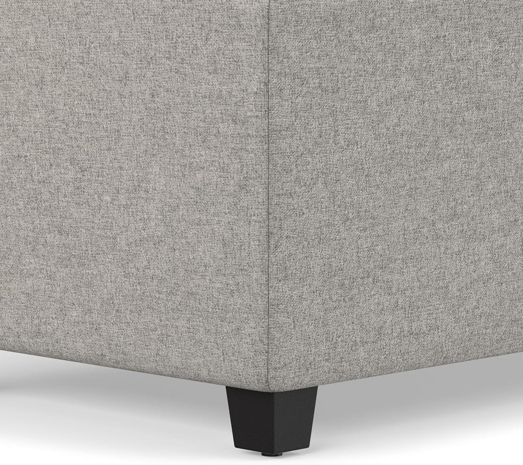 SIMPLIHOME Avalon 54" Wide Linen Look Fabric Storage Ottoman in Cloud Grey | Contemporary lift-top ottoman with high-density foam; rectangle storage bench or coffee table for living room or entryway.