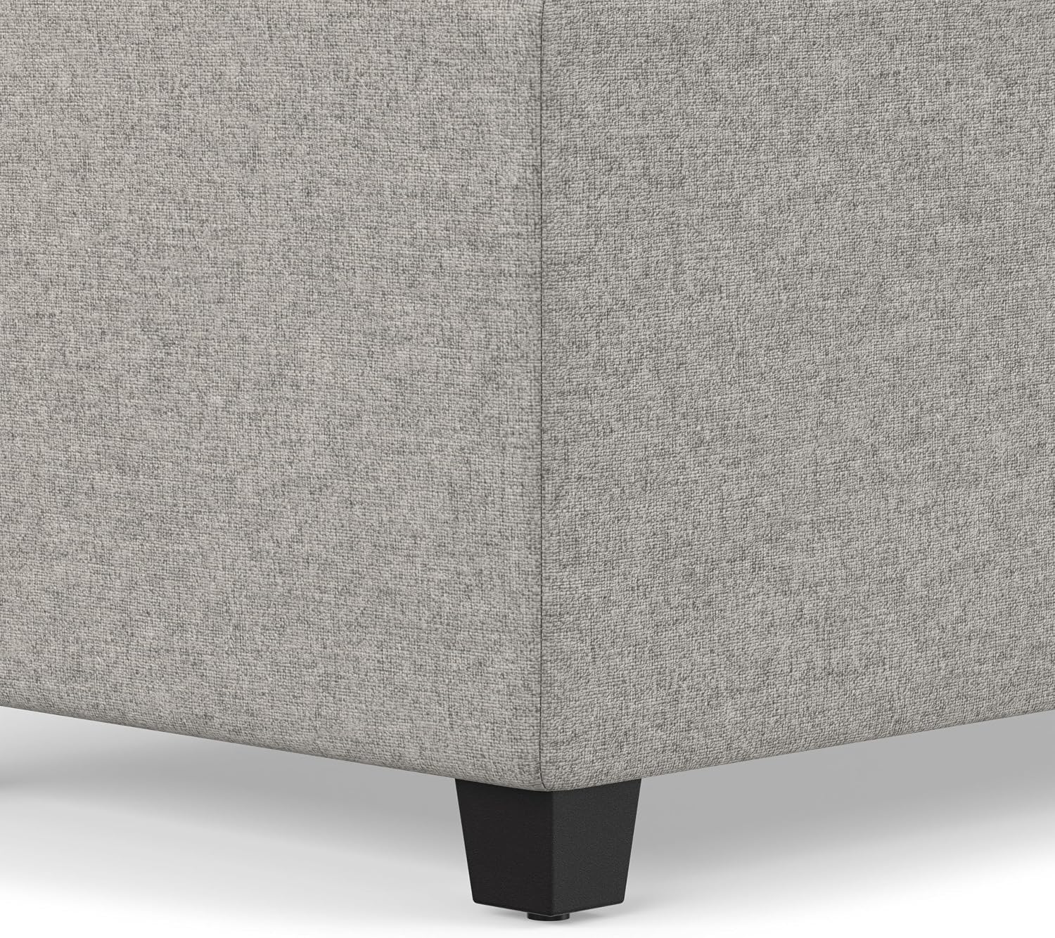 SIMPLIHOME Avalon 54" Wide Linen Look Fabric Storage Ottoman in Cloud Grey | Contemporary lift-top ottoman with high-density foam; rectangle storage bench or coffee table for living room or entryway.