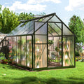 6x11 FTQuick Setup Polycarbonate Greenhouse with Roof Vent, Large Aluminum Walk-in Green House for Outdoor Garden Backyard, Black