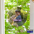 Personalized Dog Memorial with Photo Wind Spinner Metal Outdoor Art, Custom Picture Colorful 3D Kinetic Sculpture, Image Ornament Hanging Pet Loss Sympathy Gifts for Dogs