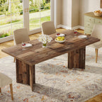 Tribesigns Farmhouse Dining Table for 4 to 6 People, 63-inch Rectangle Wooden Kitchen Table with Large Tabletop and Heavy Duty Legs for Dining Room,Kitchen, Distressed Brown