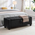 Betoko PU Leather Ottoman Bench with Storage,48" Mid Century Modern Storage Bed Bench for Bedroom,Button Tufted Ottoman Benches with Seating for Living Room,Entryway,Window (New PU Black)