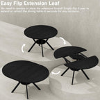 42"-58" Extendable Round Dining Table with Built-in Flip Leaf, Modern Oval Kitchen Table for 4-6, Space-Saving Small Room Furniture with Storage Shelf and X-Shaped Metal Base for Kitchen, Dining Room