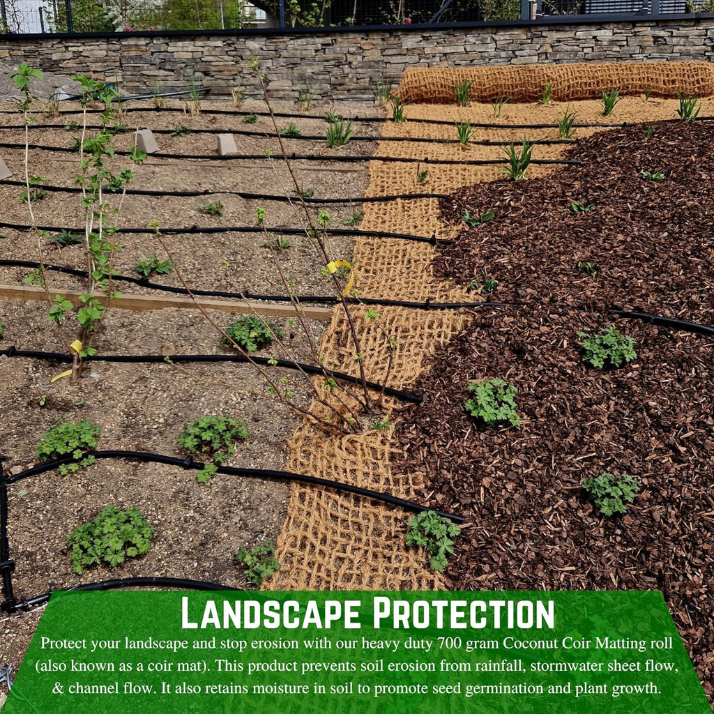 Farm Plastic Supply - 100% Biodegradable Coir Mat - 6' x 164' - 700 Gram Coir Matting Roll, Erosion Control Blanket, Coconut Coir Mat, Coconut Erosion Control Blanket