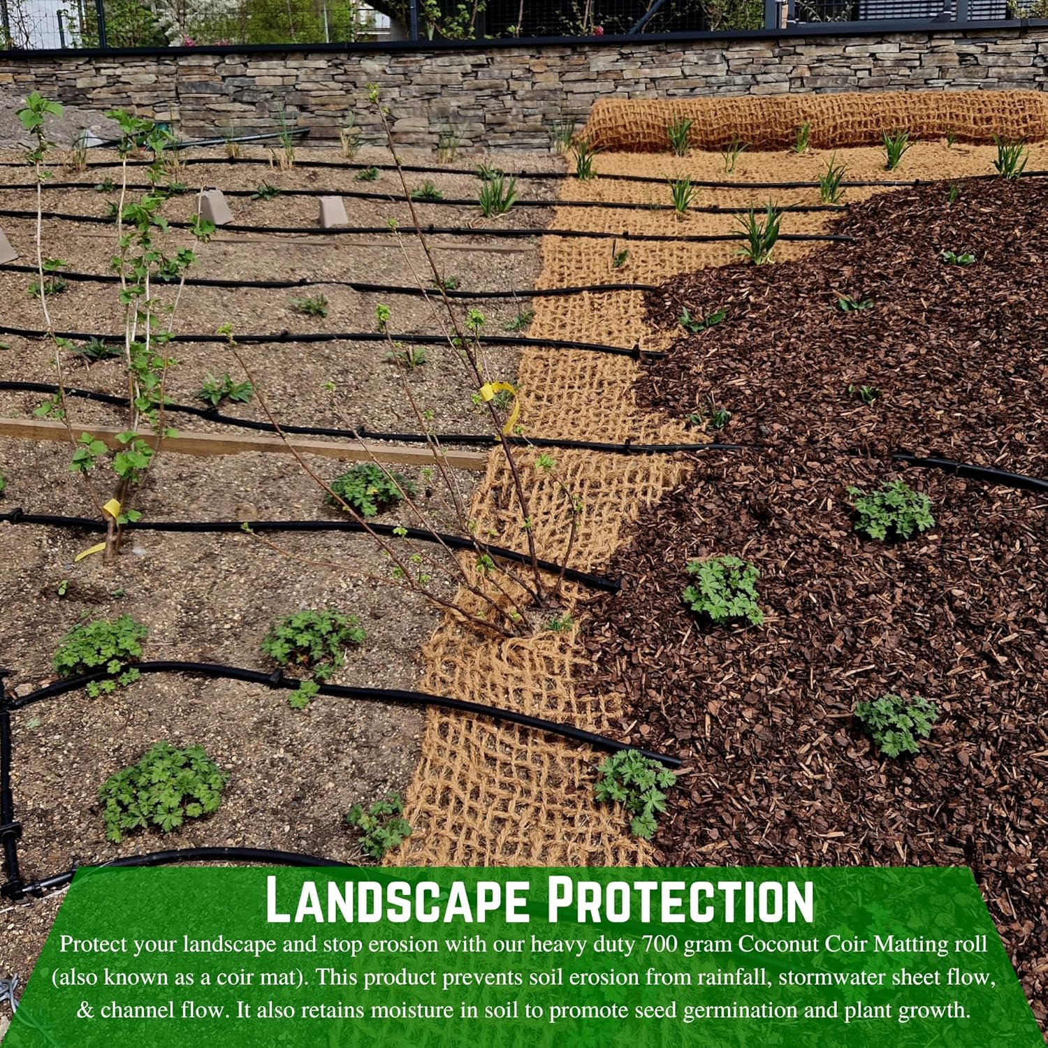 Farm Plastic Supply - 100% Biodegradable Coir Mat - 6' x 164' - 700 Gram Coir Matting Roll, Erosion Control Blanket, Coconut Coir Mat, Coconut Erosion Control Blanket
