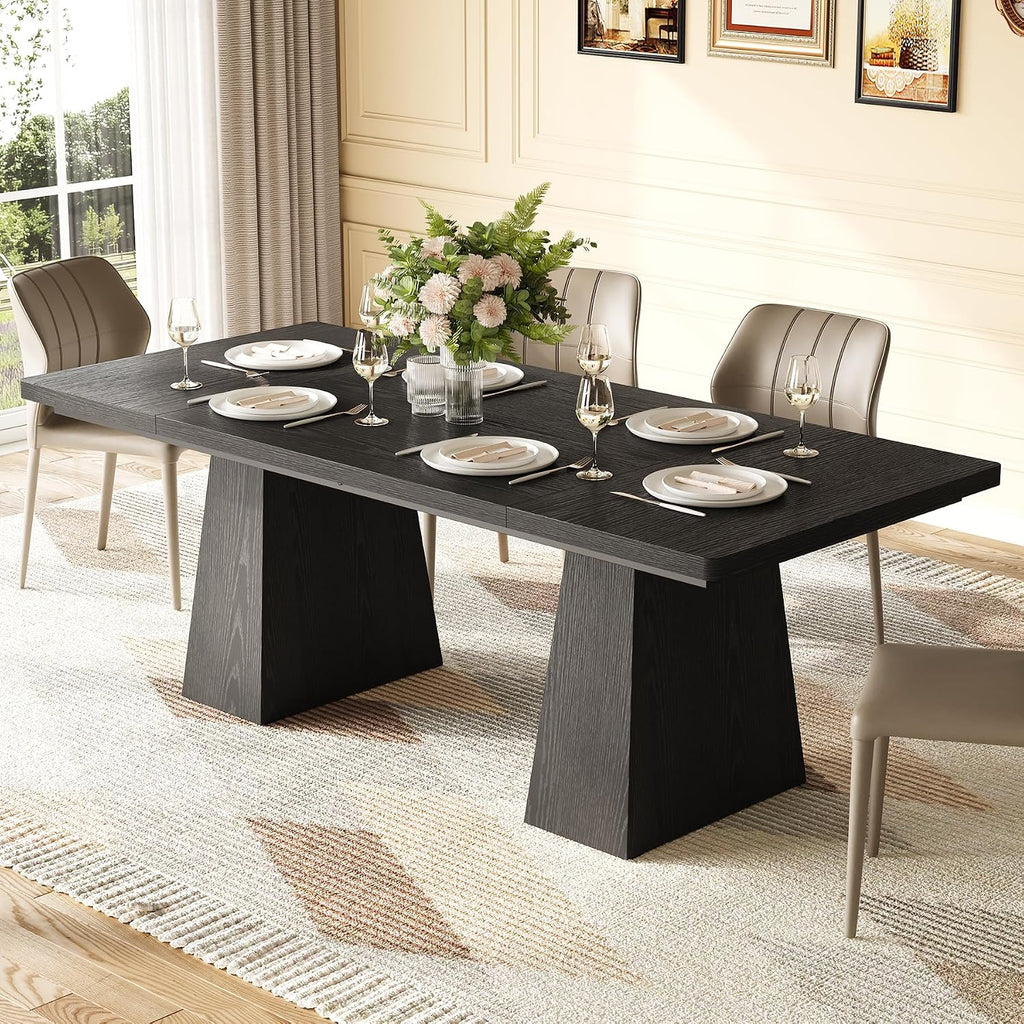 Rectangle Dining Table for 4-6 People,Wooden Table with Heavy Duty Legs
