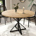 GarveeHome 47 Inch Round Dining Table for 4-6, Circle Kitchen Table with Pedestal Base, Farmhouse Wooden Dining Table for Small Spaces, Kitchen & Dining Room, Living Room-Oak/Only Table