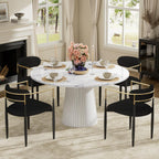 Baysitone Dining Chairs Set of 4 Mid-Century Modern Upholstered Boucle Dining Room Chairs Open Back Curved Backrest Black Metal Legs Gold Armchairs for Kitchen Living Room, Black(Only Chairs)