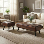 Furniture of America Nazaen Modern 2-Piece Coffee Table Set, Rich Walnut | Solid Wood 48-inch Coffee Table and 25-inch End Table with Drawers and Splayed Legs for Living Room, Home Office