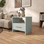 HOMES: Inside + Out Elle Modern 23-inch Rectangular End Table with Drawer and Open Shelf, Wooden Small Nightstand for Living Room, Home Office, Apartment, Small Spaces, Mint Green