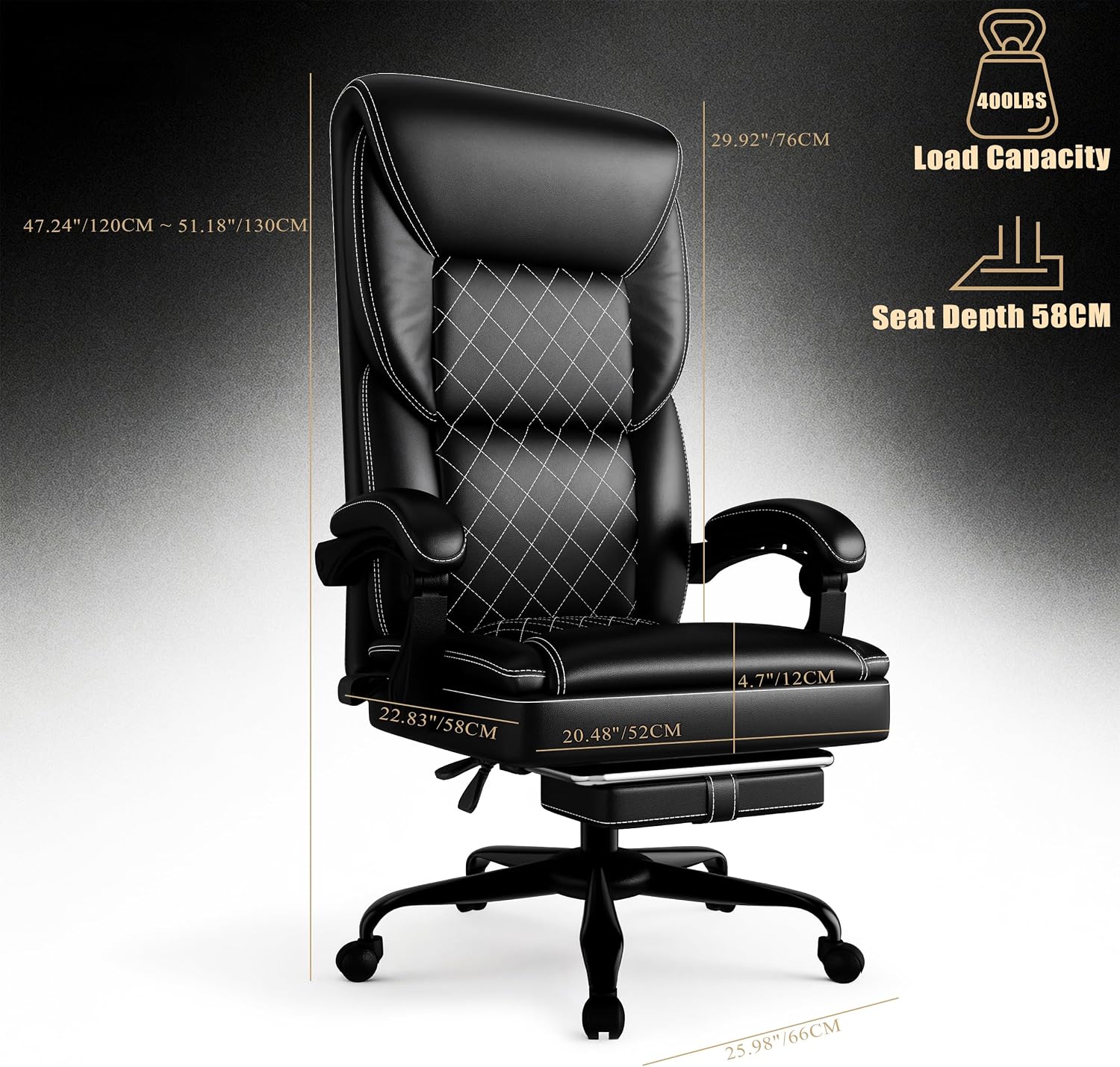 Gaming Chair with Pocket Spring Cushion and Footrest, Ergonomic Computer Chair for Adults, Breathable PU Leather Game Chair