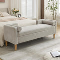 Chifee & Vingol 65.35" W Ottoman with Storage Bench for Bedroom End of Bed with Removable Pillows Upholstered Storage Ottoman Bench for Bedroom Living Room Hallway,Light Gray
