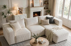 YITAHOME Oversized Cloud Couch Sectional Sofa for Living Room | Modular L-Shaped Corduroy Sofa with Chaise Lounge, Deep Seat Convertible Couch, Compressed No Assembly,Beige