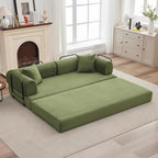 GarveeHome 79" Convertible Sleeper Sofa Bed Couch, 4-in-1 Corduroy Folding Sofa Bed with Pillow & Fixed-Shape, Floor Mattress Couch Loveseat for Living Room Apartments - No Assembly, Green