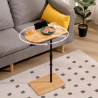 TV Tray Table C-Shaped Sofa Side Table with Slots, Adjustable Height & 360-degree Rotatabl, for Living Room Bedroom