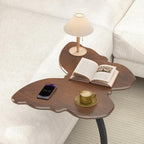 C-Shaped End Table - Small Side Table for Couch, Butterfly Coffee Tables for Small Spaces, End Tables Living Room, Bedroom, Bedside - Walnut Color