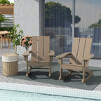 WestinTrends Ashore Patio Rocking Chairs Set of 2, All Weather Poly Lumber Plank Adirondack Rocker Chair, Modern Farmhouse Outdoor Rocking Chairs for Porch Garden Backyard and Indoor, Weathered Wood