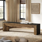 Tribesigns 71" Extra Long Rustic Entryway Bench, Modern Farmhouse Shoe Bench Wooden Indoor Seating with Layered Design for Hallway, End of Bed, Living Room, Dining Room, Black & Brown