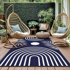 GENIMO Outdoor Rug 6' x 9' Waterproof for Patio Clearance, Reversible Lightweight Plastic Straw Camping Carpet, Large Area Rugs Mats for Rv, Backyard, Deck, Porch, Picnic, Balcony, Mix-Blue & White