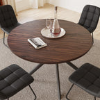 HIPIHOM 45.3 Inch Round Dining Table Set for 4, Mid Century Modern MDF Coffee Set for Dining Room Kitchen Apartment (Dark Walnut Table + 4 U-Shaped Black Chairs)