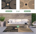GENIMO Outdoor Rug 5' x 8' Waterproof for Patio Clearance, Reversible Plastic Straw Camping Carpet, Lightweight Rugs Mats for Rv, Backyard, Deck, Porch, Picnic, Balcony, Mix-Black & Brown