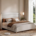 King Size Bed Frame,Upholstered Platform Bed,Wingback Headboard
