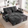 Dreamzie 65'' Convertible Sleeper Sofa Bed with Swivel Side Table, Chenille Pull Out Couch for Living Room, Loveseat Sleeper Couch with Hidden Storage Space | Charging Port | Cup Holders, Grey