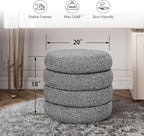 allamazing Storage Ottoman, Round Ottoman with Storage, Vanity Stool Foot Rest with Removable Lid, Round Boucle Upholstered for Living Room Pouf Footstool