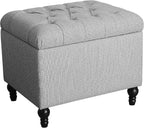 Spatial Order 24" Button Tufted Storage Ottoman - Pewter Gray