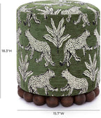 Tov Furniture Dex Olive Green Leopard Jacquard Ottoman