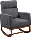 Yaheetech 28in Wide Padded High Back Glider Rocking Chair, Gray Polyester | High Back Nursing Chair with Side Pockets, Thick Foam Glider Chair, Rubberwood Base, Leisure Rocker for Living Room Bedroom