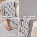 Parsons Dining Chairs Set of 2, Farmhouse High Back Chairs | Tufted Linen Upholstery, Solid Wood Legs, High Back for Kitchen & Dining Room,Grey