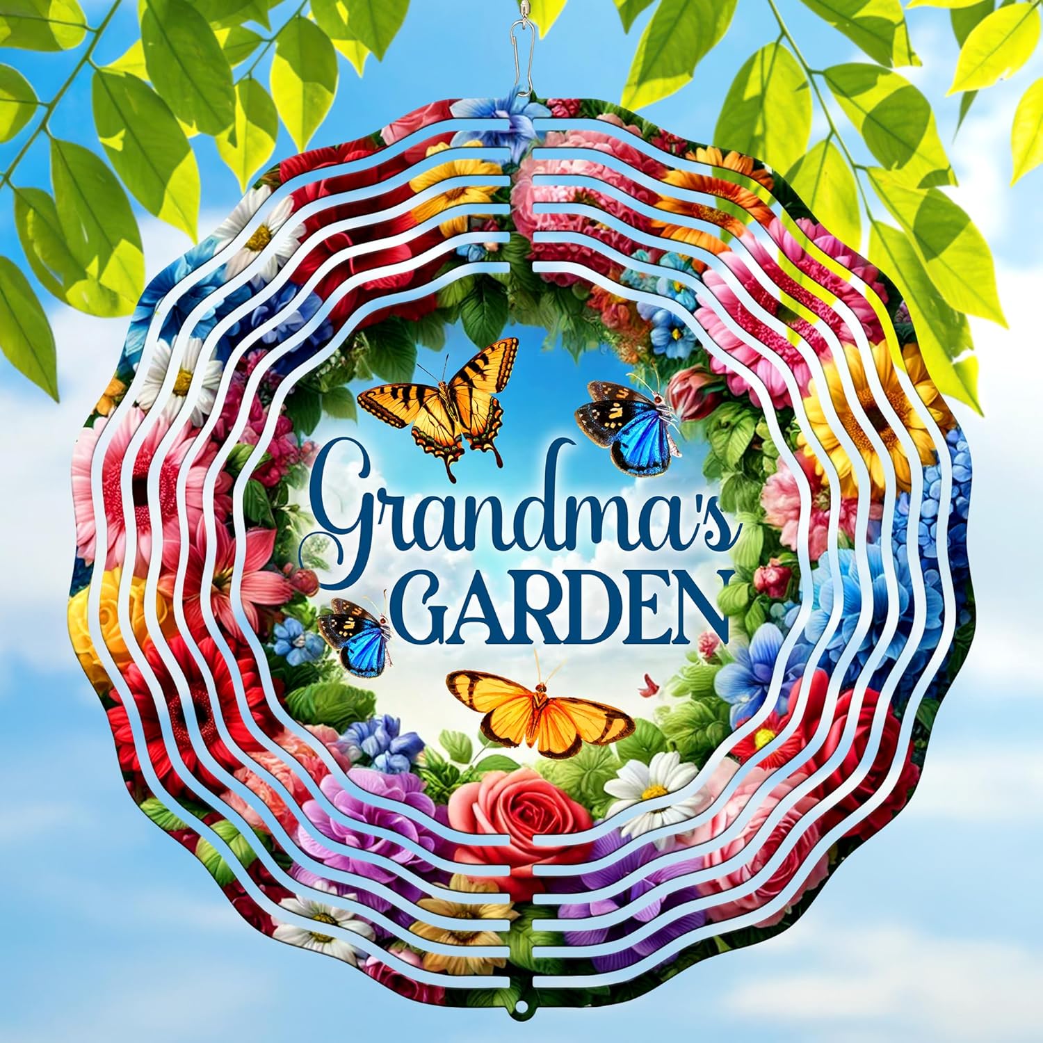 FLAGWIX Christmas Garden Gifts for Grandma - Nana's Garden 3D Stainless Steel Metal Wind Spinners 12 in - Gardening Grandma Christmas Birthday Gifts for Women Nana Gigi, Grandmother Gift Ideas