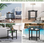 Outdoor Side Table with 2-Tier, Bamboo Small Patio Adirondack Tables | Black,Easy Assembly,Easy Maintenance,Weather Resistant,For Indoor/Outdoor/Patio/Pool/Porch