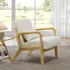 Yaheetech Accent Chair for Living Room, Corduroy Mid Century Modern Reading Armchairs with Lumbar Pillow for Bedroom, Decorative Sofa Chair for Adult Beige/Set of 1