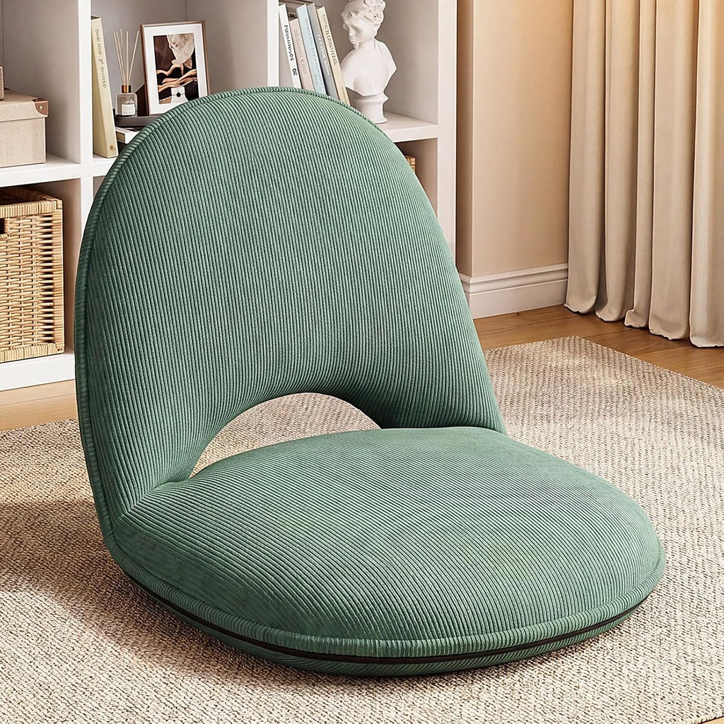 Xuhal Floor Chair with Back Support Adjustable 5 Foldable Position Floor Seat Thick Padded Tatami Seat Flexible Bleacher Recliner for Living Room Beach Bedroom Adults Meditation Reading Gaming(Green)