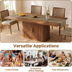 knoworld 78.7" Rectangular Dining Table for 6-10, Farmhouse Kitchen Furniture with Storage Base, Sliding Tambour Doors, Walnut