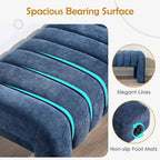 43.3" Bedroom Bench, Upholstered Entryway Bench, Modern End of Bed Ottoman with Solid Wood Legs and Adjustable Foot Pegs for Entryway, Dining Room and Living Room (Blue Chenille)