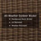 Crosley Furniture Bradenton Wicker Outdoor Ottoman Foot Rest for Patio, Deck, Porch, Brown with Navy Cushions