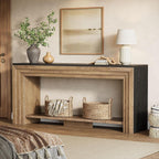 Tribesigns 70.9 Inch Narrow Console Table, Farmhouse 2-Tier Wooden Sofa Table with Storage, Space-Saving Behind Couch Accent Table for Living Room, Entryway, Hallway and Foyer