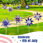 HOOSUN 10 Pcs Patriotic Pinwheels for Yard and Garden,Patriotic Decorations American Flag Pinwheels to Scare Birds Away,Red White and Blue Decorations Reflective Wind Spinners,Veterans Day Decorations