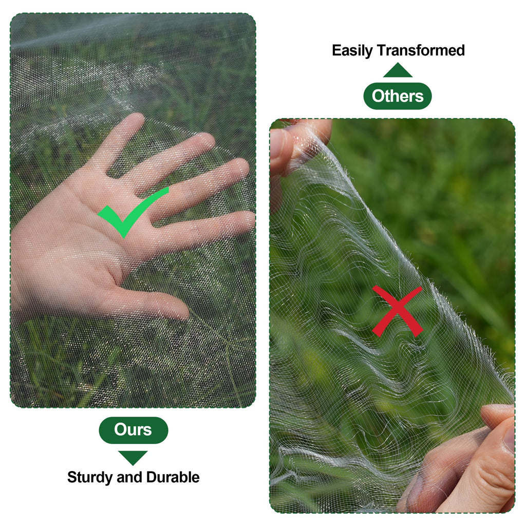 10 * 50FT Ultra Fine Garden Mesh Netting Pest Barrier, White Plant Covers for Outdoor Patio Greenhouse Crops Vegetables Fruit Flower Garden Protection, Row Covers Fabric Screen Insect Bug Bird Netting