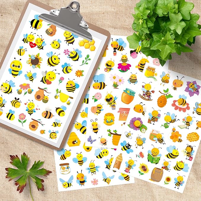 Bumble Bee Stickers Summer Spring Happy Honey Bee Decal Sticker 660 Counts Party Cute Gifts Goodie Bags Decor Game Rewards Birthday Party Favors Water Bottle Sticker Laptop Invitation Decor