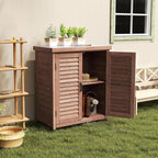 32" Solid Wood Modern Sideboard, Farmhouse Buffet with Rustic Design, Storage Cabinet for Dining Room with Ample Storage for Outdoor Patio Garden Spaces, Brown