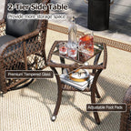 Tangkula 3 Pieces Outdoor Swivel Rocker Set, Rattan Wicker Patio Rocking Cushioned Chairs Set of 2 with Small Side Table, for Backyard, Poolside, Balcony, Lawn, Deck