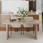 71" Accent White Extendable Dining Table, Mid-Century Modern Wood Oval Space Saving Extending Kitchen Tables for 2-6 People