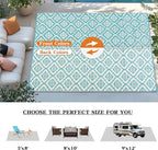 Wallona Outdoor Rugs 8x10 ft Patio Waterproof Clearance Indoor Outdoor Large Carpet for Patio Plastic Straw Reversible Area Rugs Mat for RV, Camping, Balcony, Beach, Picnic, Porch, Brick Green & White