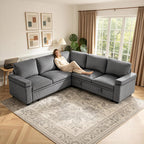 86 Inch L Shaped Sectional Sleeper Sofa with Storage, Sectional Modular Couch with Pull Out Bed, 5 Seats Chenille Cloud Couches for Living Room, Small Sofa Bed for Apartment, Office (Gray, 5-seat)
