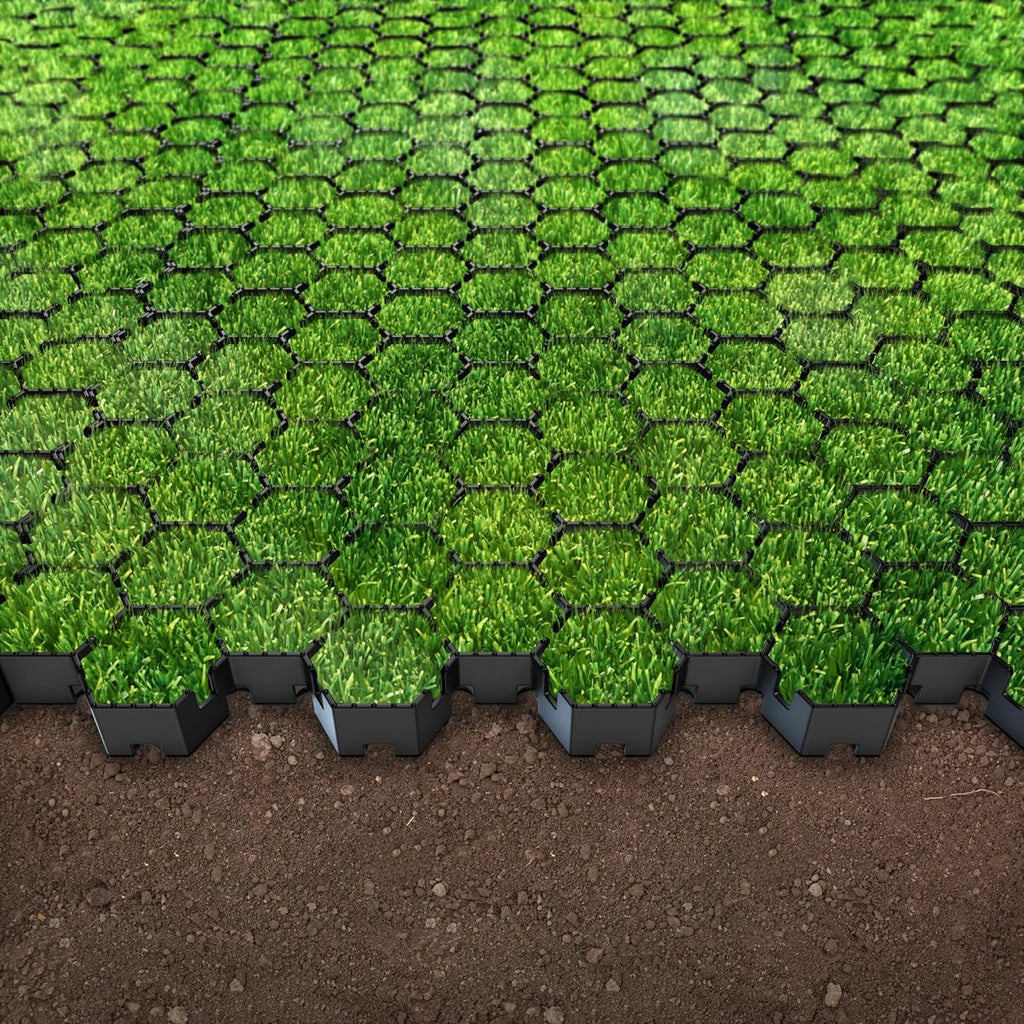 Vodaland Permeable HexPave System - Grass & Gravel Pavers - 100% Recycled PPE Plastic, Handles 27,000 lbs, 1" Depth, 65 s.f / 22 Units