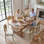 Dining Chairs Set of 6, Modern Upholstered Dining Room Chairs with Faux Leather Seat, Solid Rubber Wood Frame Kitchen Chairs with Ergonomic Curved Backrest